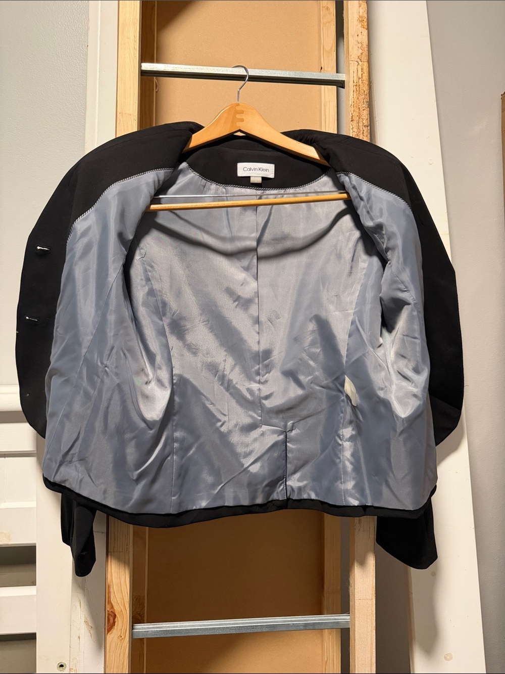 Calvin Klein Black Women's Blazer with Light Gray Lining